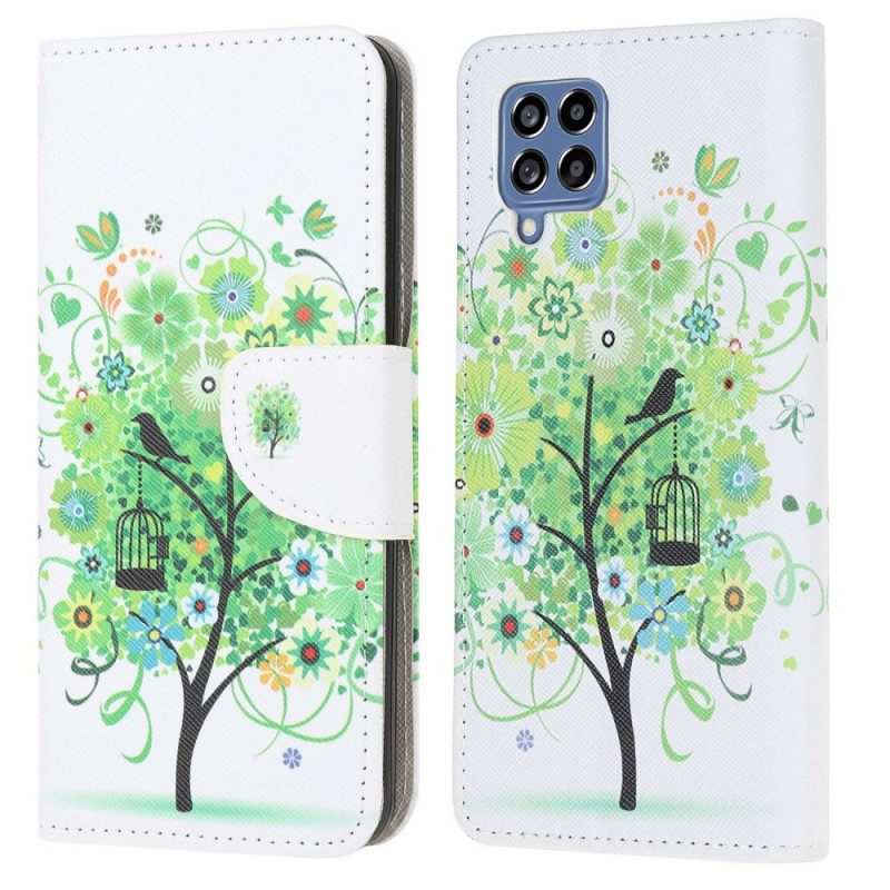 Custodia in pelle Samsung Galaxy M53 5G Fogliame Verde