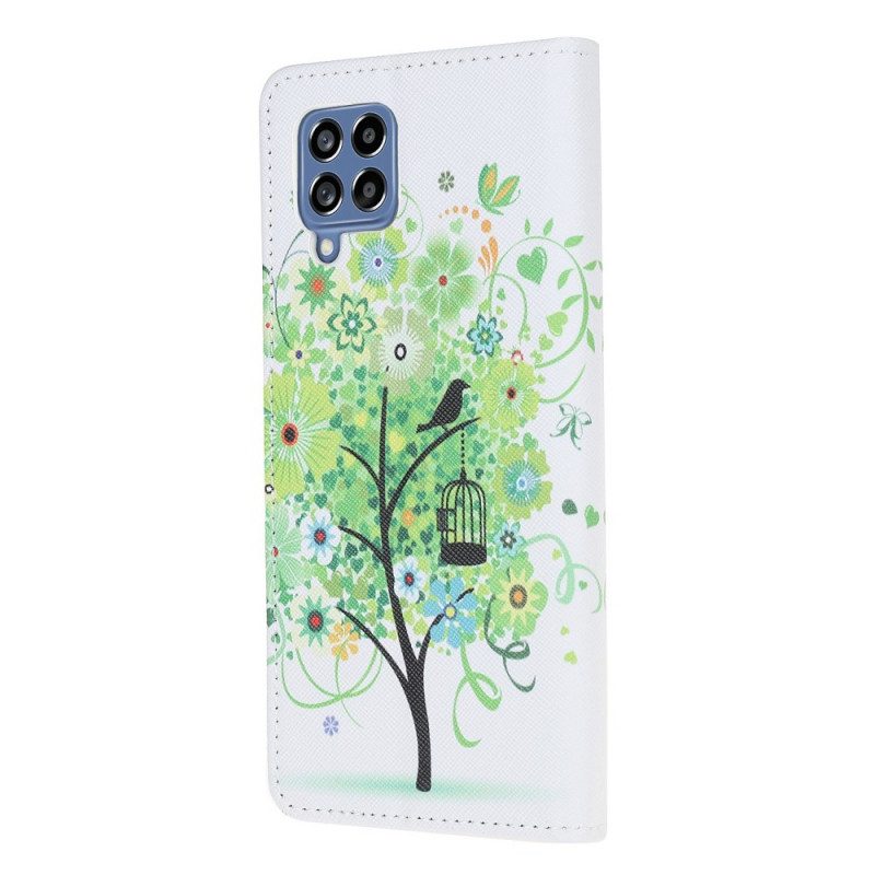 Custodia in pelle Samsung Galaxy M53 5G Fogliame Verde