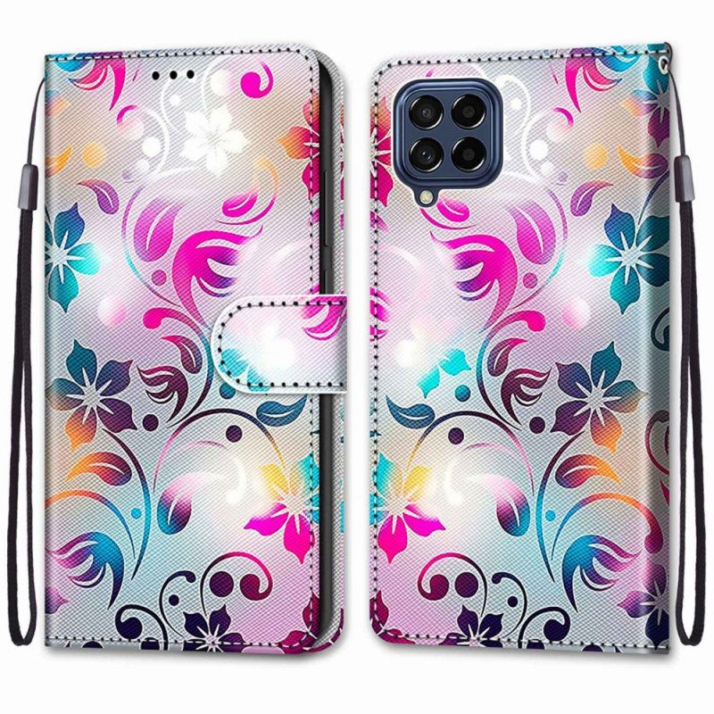 Custodia in pelle Samsung Galaxy M53 5G Grafica Con Cordino