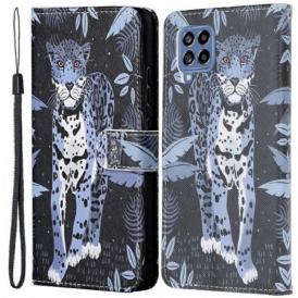 Custodia in pelle Samsung Galaxy M53 5G Leopardo Con Spalline