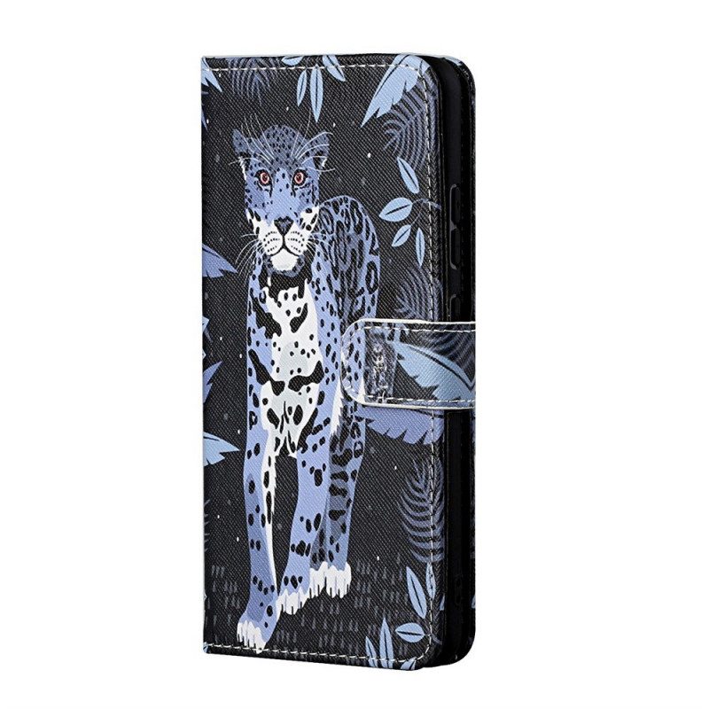 Custodia in pelle Samsung Galaxy M53 5G Leopardo Con Spalline