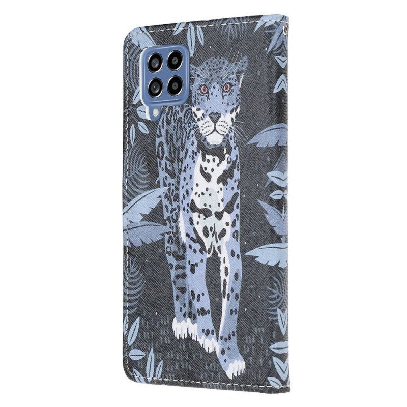 Custodia in pelle Samsung Galaxy M53 5G Leopardo Con Spalline