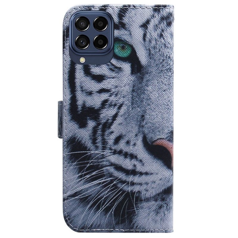 Custodia in pelle Samsung Galaxy M53 5G Tigre Bianca