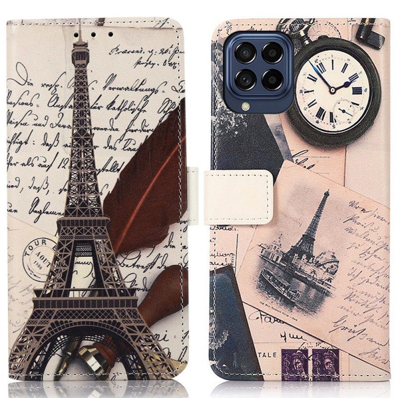 Custodia in pelle Samsung Galaxy M53 5G Torre Eiffel Poetica