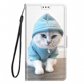 Custodia in pelle Samsung Galaxy M53 5G Ventaglio Gatto Perizoma