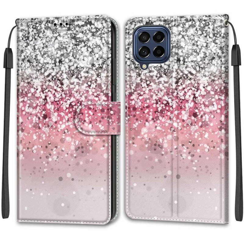 Folio Cover Samsung Galaxy M53 5G Paillettes Con Cinturino