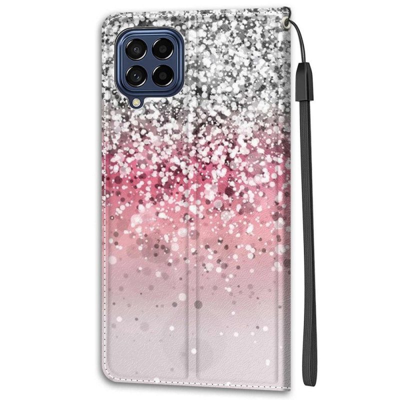 Folio Cover Samsung Galaxy M53 5G Paillettes Con Cinturino