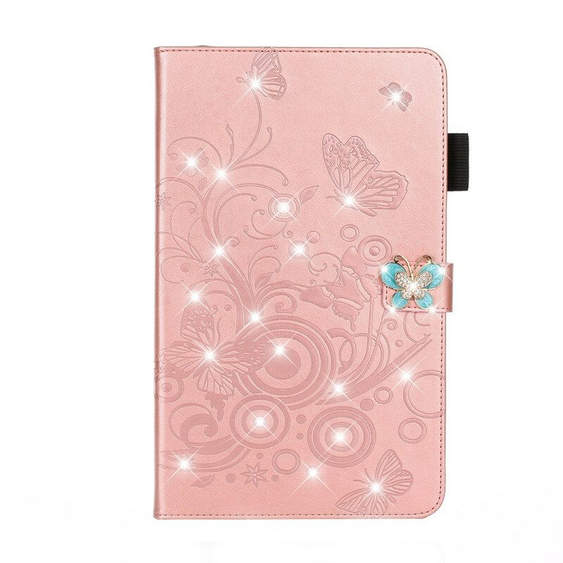 Custodia in pelle iPad 10.2" (2020) (2019) Effetto Pelle Con Farfalle Diamantate