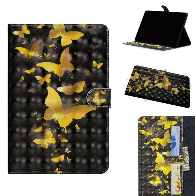 Custodia in pelle iPad 10.2" (2020) (2019) Farfalle Gialle