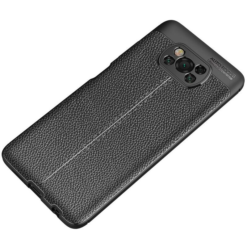 Cover Poco X3 / X3 Pro / X3 NFC Doppia Linea Litchi Effetto Pelle