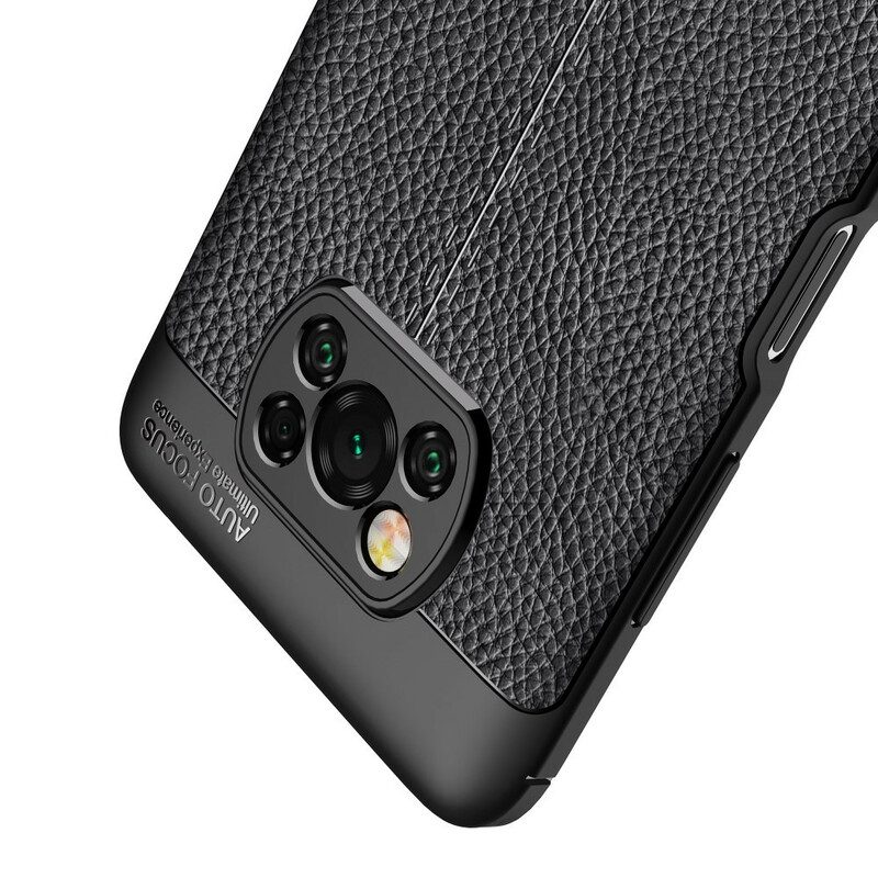 Cover Poco X3 / X3 Pro / X3 NFC Doppia Linea Litchi Effetto Pelle