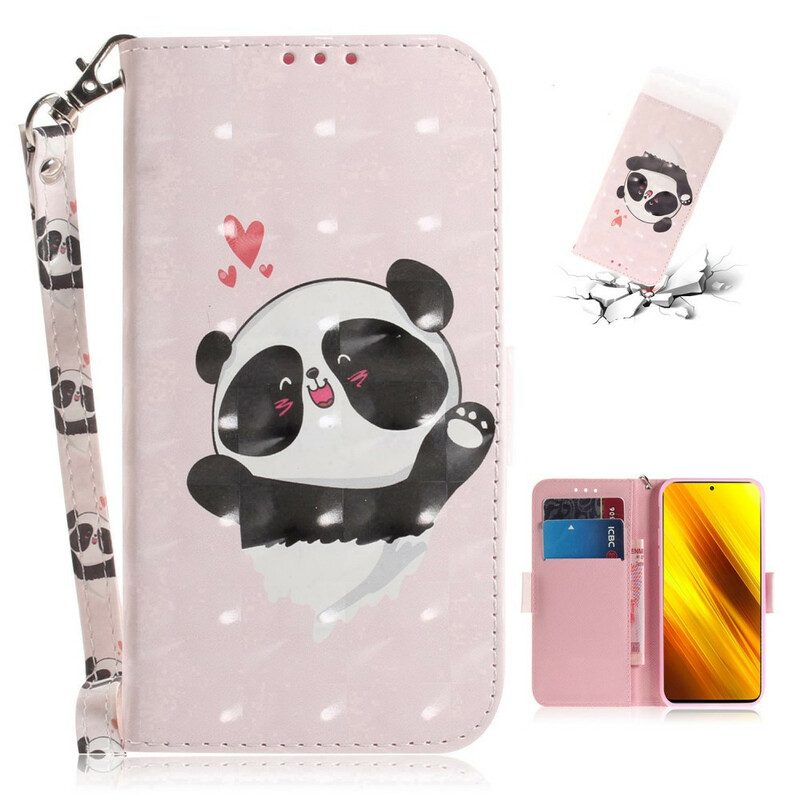 Custodia A Portafoglio Poco X3 / X3 Pro / X3 NFC Panda Love Con Cordino