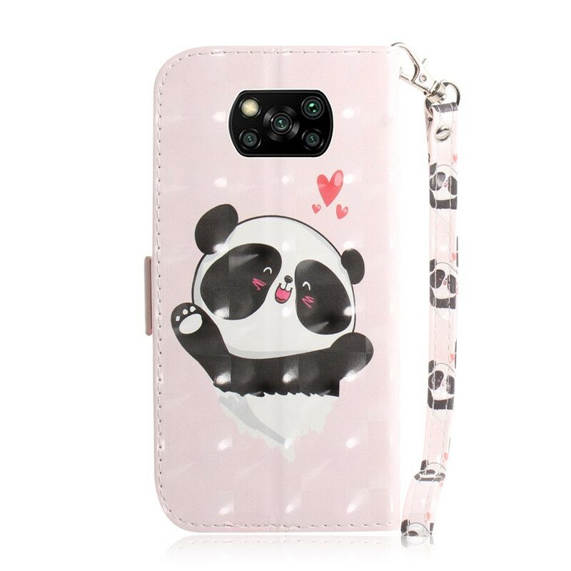 Custodia A Portafoglio Poco X3 / X3 Pro / X3 NFC Panda Love Con Cordino