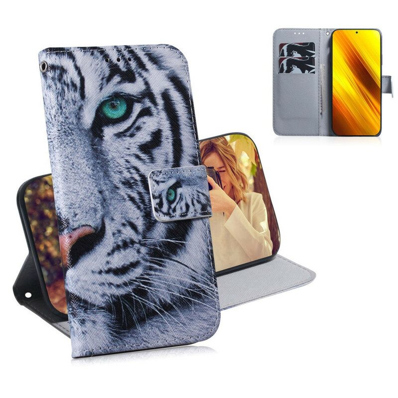 Custodia in pelle Poco X3 / X3 Pro / X3 NFC Faccia Da Tigre