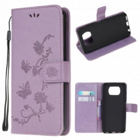 Custodia in pelle Poco X3 / X3 Pro / X3 NFC Farfalle E Fiori Asiatici