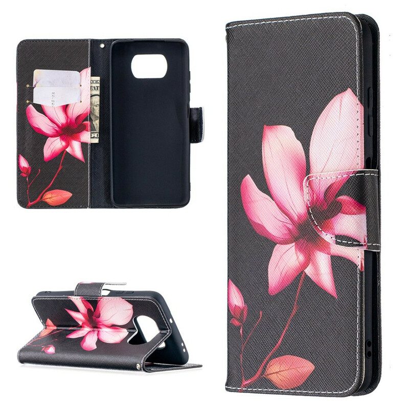 Custodia in pelle Poco X3 / X3 Pro / X3 NFC Fiore Rosa