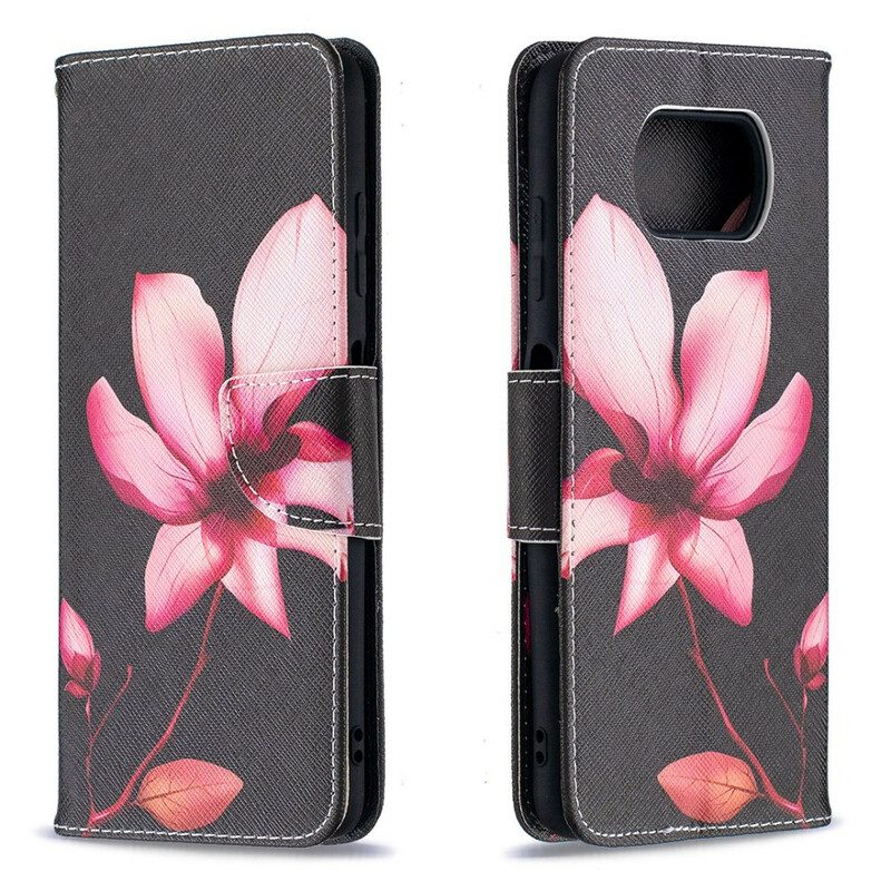 Custodia in pelle Poco X3 / X3 Pro / X3 NFC Fiore Rosa