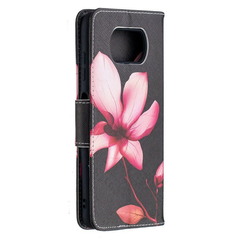 Custodia in pelle Poco X3 / X3 Pro / X3 NFC Fiore Rosa