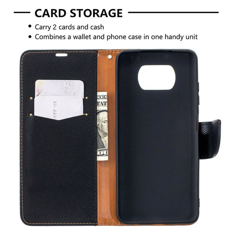 Custodia in pelle Poco X3 / X3 Pro / X3 NFC Folio Cover Litchi Rabat Obliquo