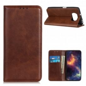 Folio Cover Poco X3 / X3 Pro / X3 NFC Custodia in pelle Pelle Split Litchi Premium