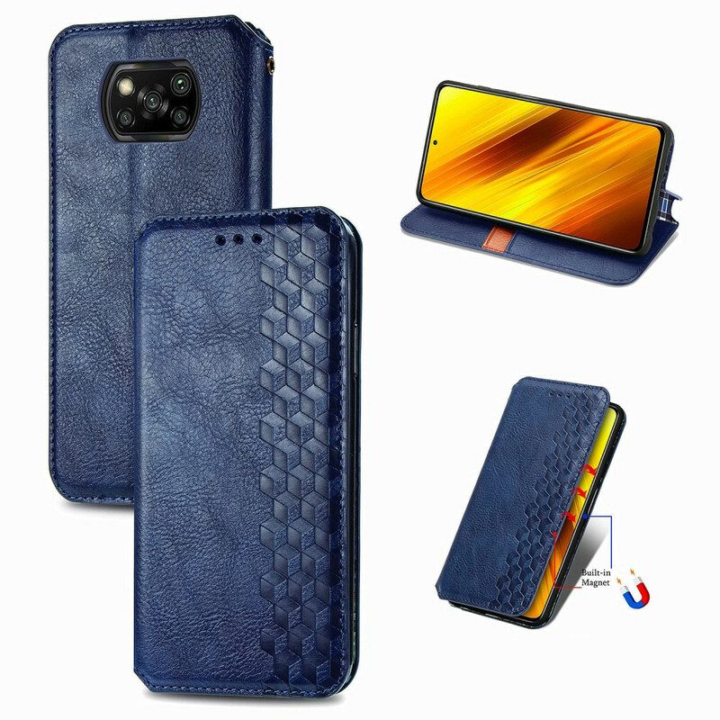 Folio Cover Poco X3 / X3 Pro / X3 NFC Custodia in pelle Texture Diamante Effetto Pelle