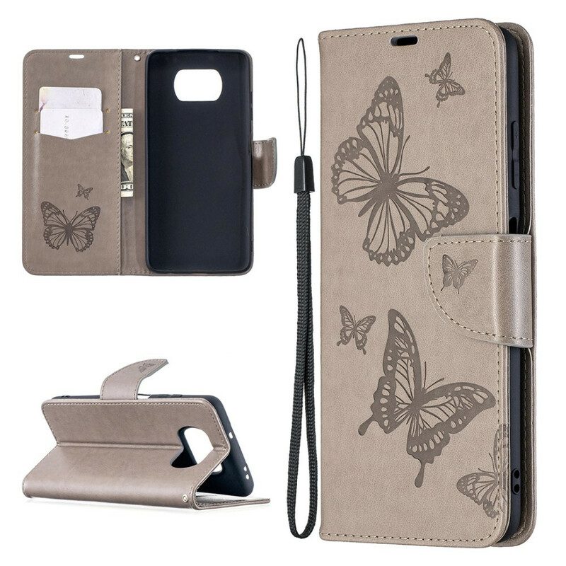 Folio Cover Poco X3 / X3 Pro / X3 NFC Farfalle Stampate Strappy