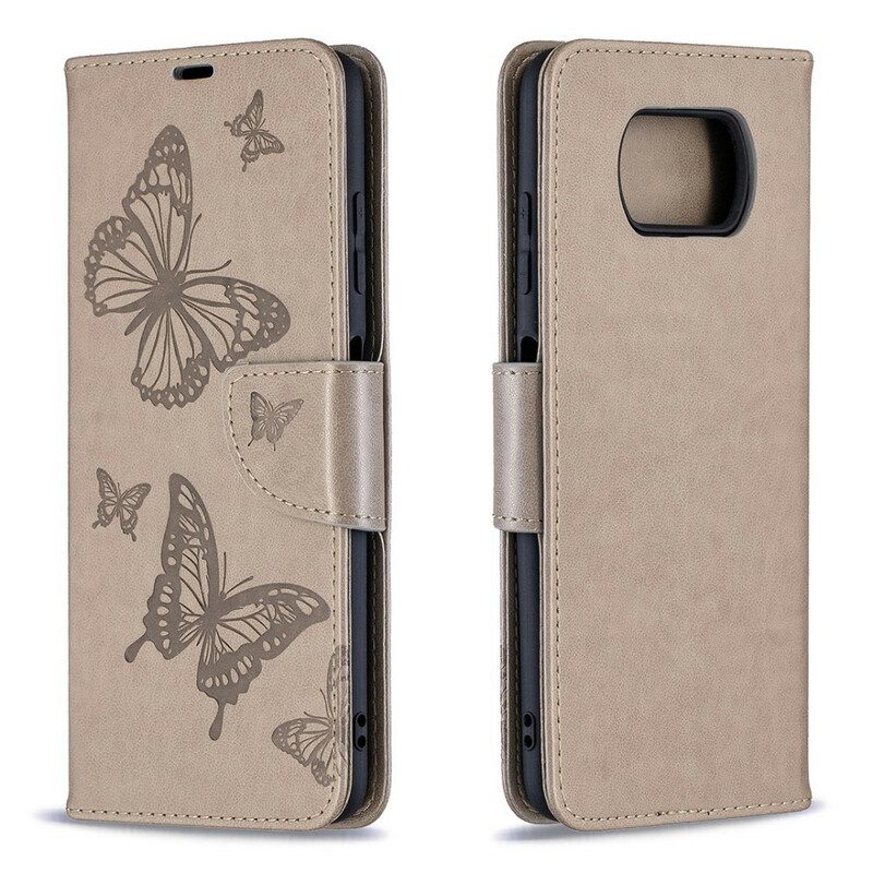 Folio Cover Poco X3 / X3 Pro / X3 NFC Farfalle Stampate Strappy