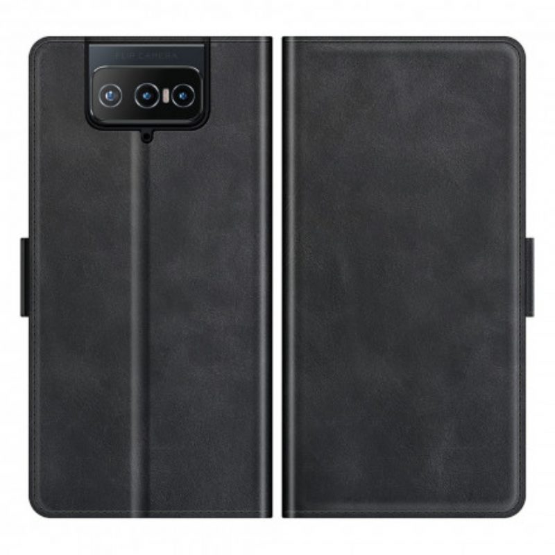 Folio Cover Asus Zenfone 8 Flip Custodia in pelle Doppia Patta Classica