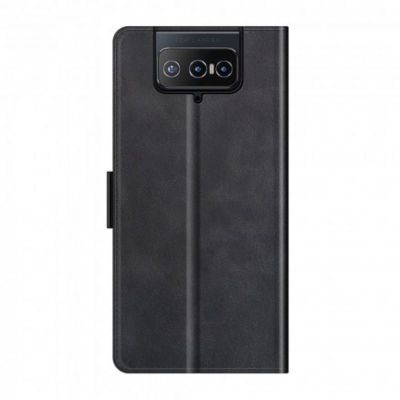 Folio Cover Asus Zenfone 8 Flip Custodia in pelle Doppia Patta Classica