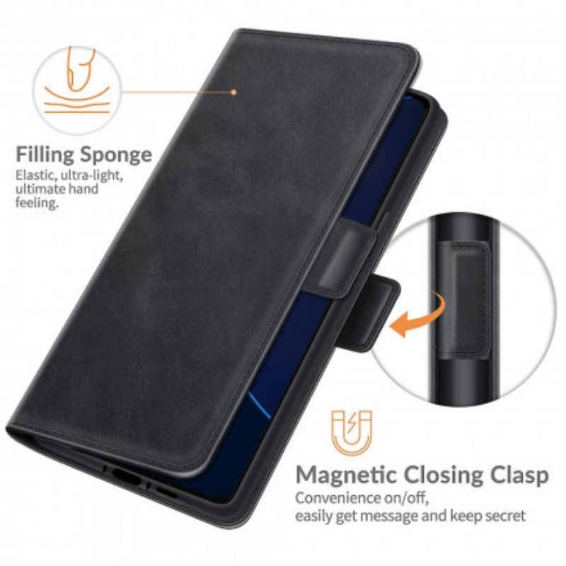 Folio Cover Asus Zenfone 8 Flip Custodia in pelle Doppia Patta Classica