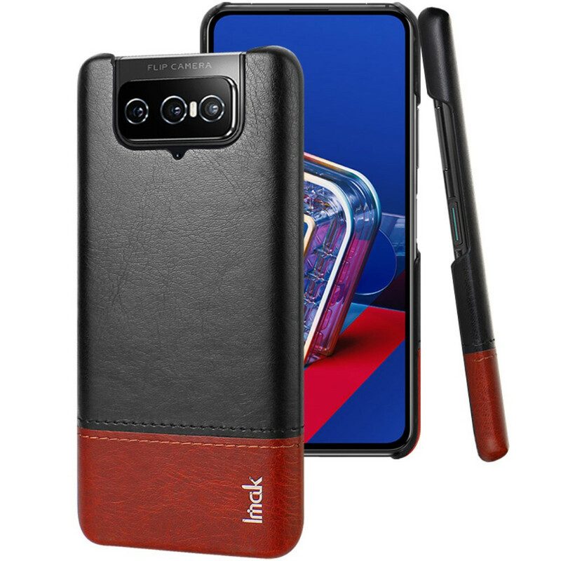 Folio Cover Asus Zenfone 8 Flip Custodia in pelle Imak Serie Ruiyi Effetto Pelle