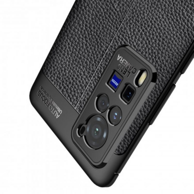 Cover Vivo X60 Pro Doppia Linea Litchi Effetto Pelle