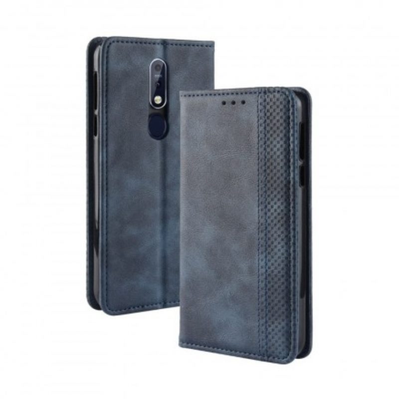 Folio Cover Nokia 7.1 Custodia in pelle Effetto Pelle Vintage Stilizzato