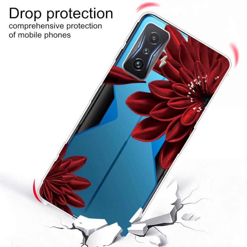 Cover Poco F4 GT Fiore Rosso Senza Cuciture