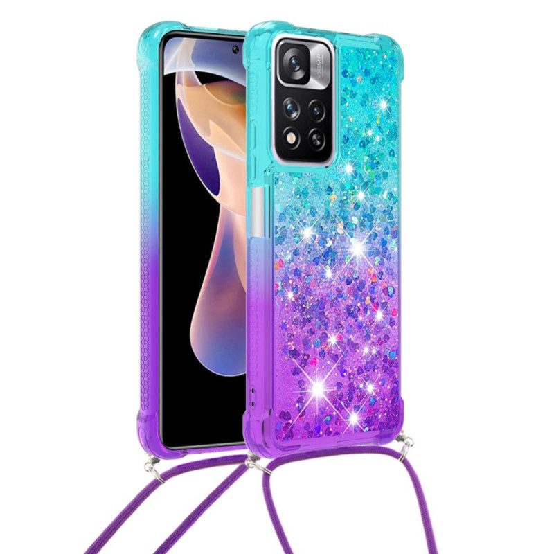 Cover Xiaomi Redmi Note 11 Pro Plus 5G Cordoncino In Silicone Glitterato