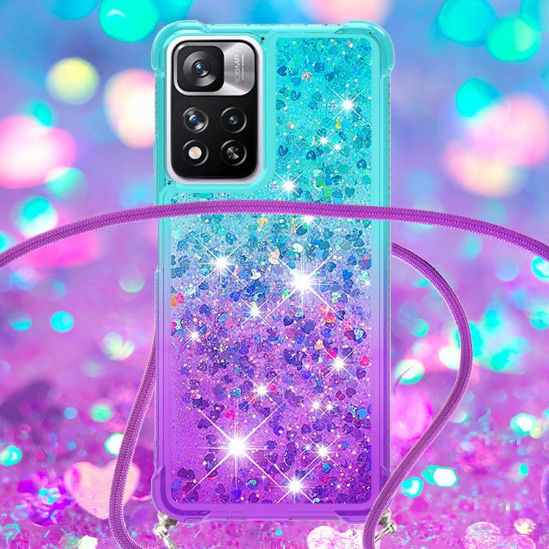 Cover Xiaomi Redmi Note 11 Pro Plus 5G Cordoncino In Silicone Glitterato