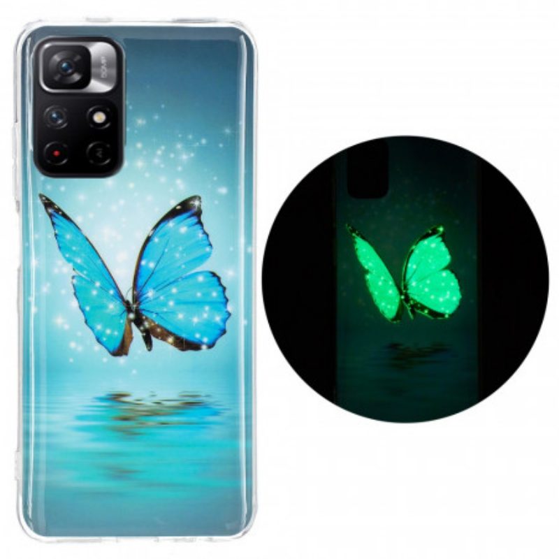 Cover Xiaomi Redmi Note 11 Pro Plus 5G Farfalla Blu Fluorescente