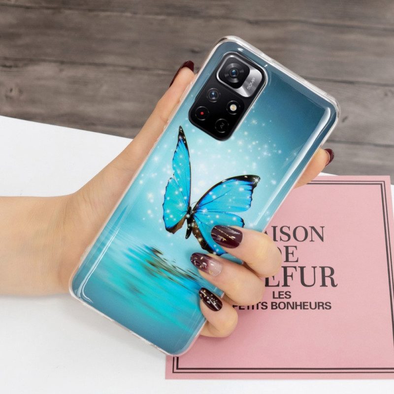 Cover Xiaomi Redmi Note 11 Pro Plus 5G Farfalla Blu Fluorescente