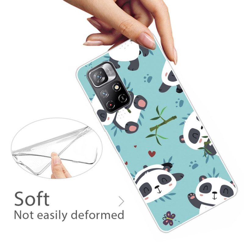 Cover Xiaomi Redmi Note 11 Pro Plus 5G Mazzo Di Panda In Silicone