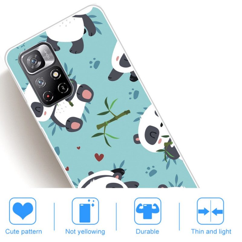 Cover Xiaomi Redmi Note 11 Pro Plus 5G Mazzo Di Panda In Silicone