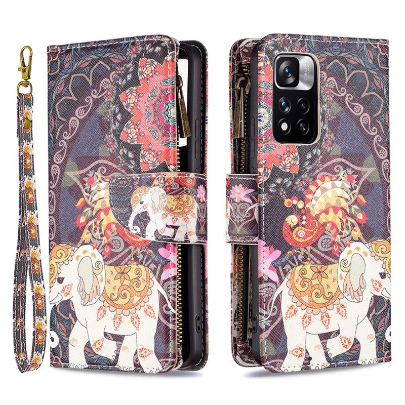 Custodia A Portafoglio Xiaomi Redmi Note 11 Pro Plus 5G Tasca Con Zip A Forma Di Elefante