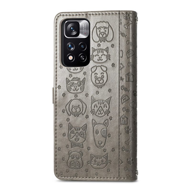 Custodia in pelle Xiaomi Redmi Note 11 Pro Plus 5G Animali Animati