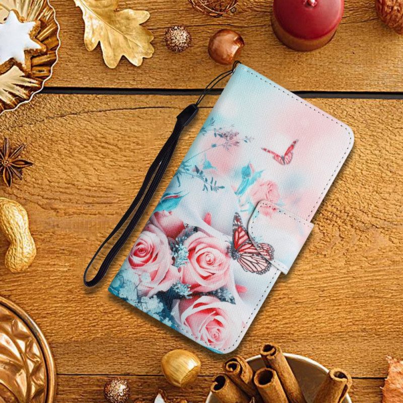 Custodia in pelle Xiaomi Redmi Note 11 Pro Plus 5G Bouquet Di Fiori E Farfalle