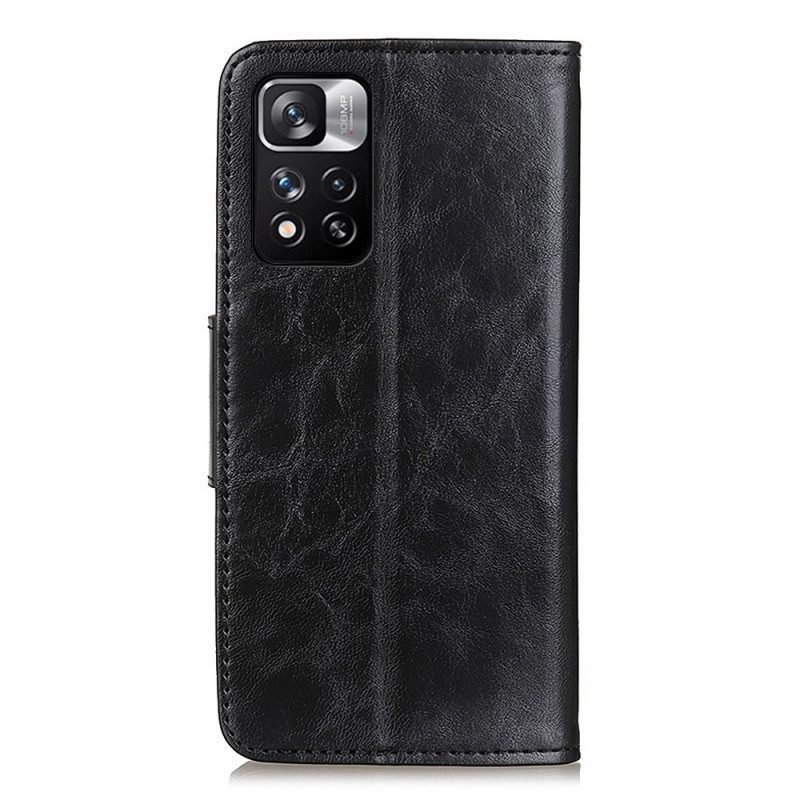 Custodia in pelle Xiaomi Redmi Note 11 Pro Plus 5G Chiusura Reversibile In Pelle Crosta