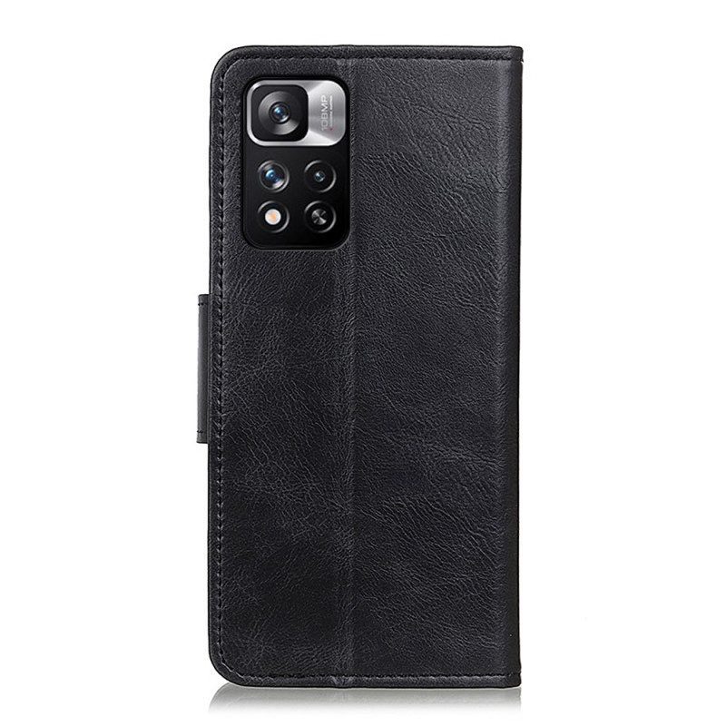 Custodia in pelle Xiaomi Redmi Note 11 Pro Plus 5G Chiusura Reversibile In Pelle Crosta