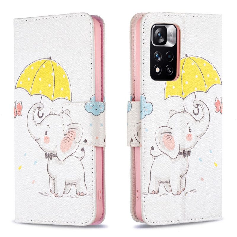 Custodia in pelle Xiaomi Redmi Note 11 Pro Plus 5G Cucciolo Di Elefante