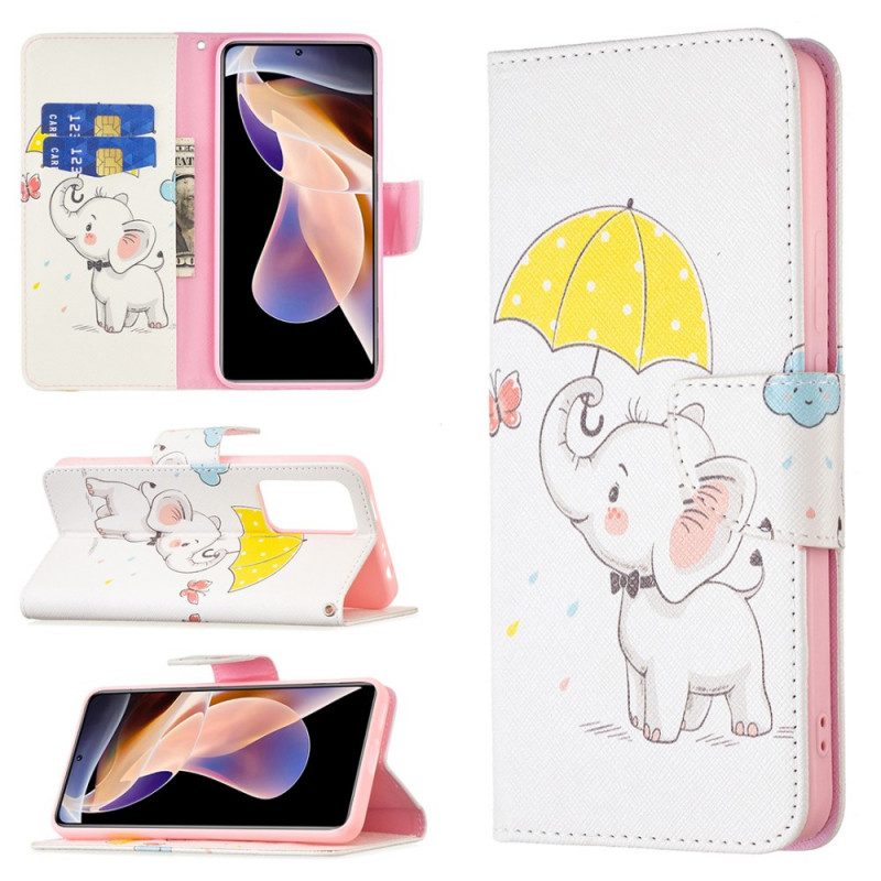 Custodia in pelle Xiaomi Redmi Note 11 Pro Plus 5G Cucciolo Di Elefante