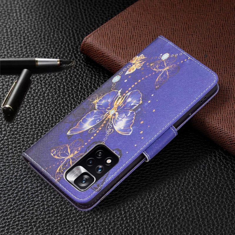 Custodia in pelle Xiaomi Redmi Note 11 Pro Plus 5G Farfalle Notturne