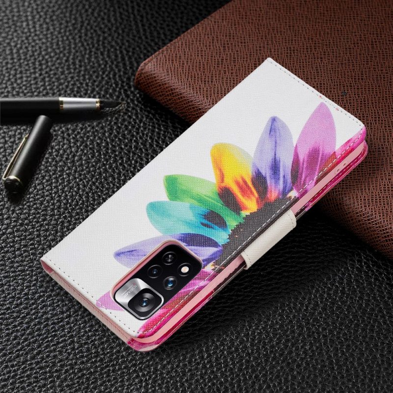 Custodia in pelle Xiaomi Redmi Note 11 Pro Plus 5G Fiore Dell'acquerello