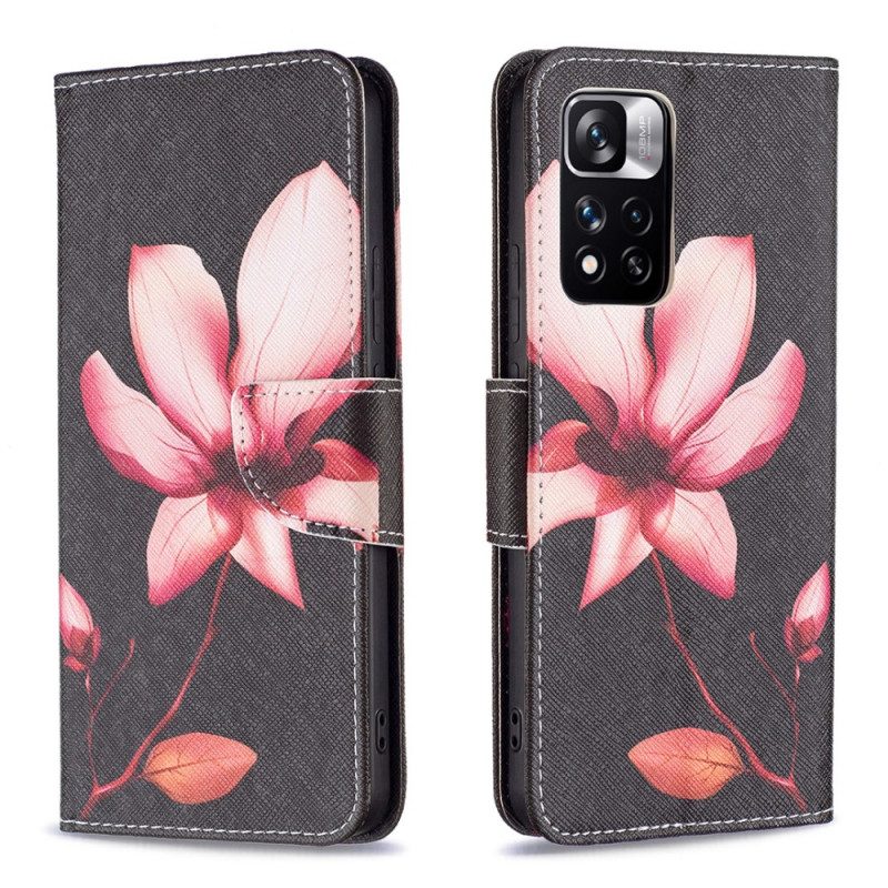 Custodia in pelle Xiaomi Redmi Note 11 Pro Plus 5G Fiore Rosa